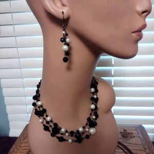 White House Black Market Sweater Necklace and Earrings Set